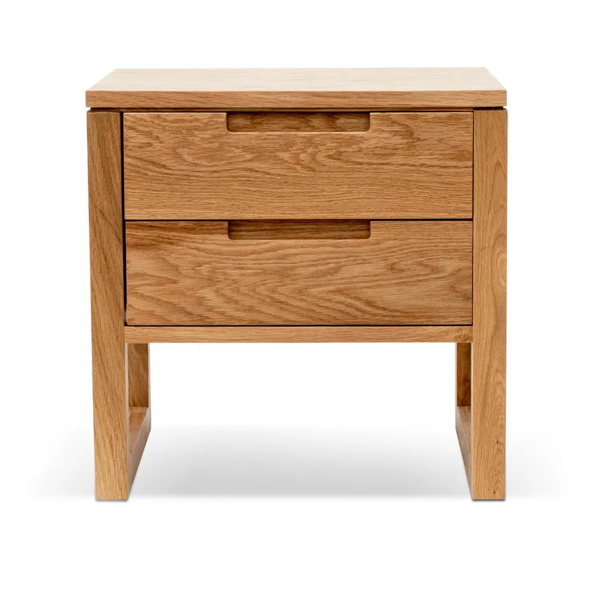 2 Drawer Wooden Bedside Table - Natural Oak