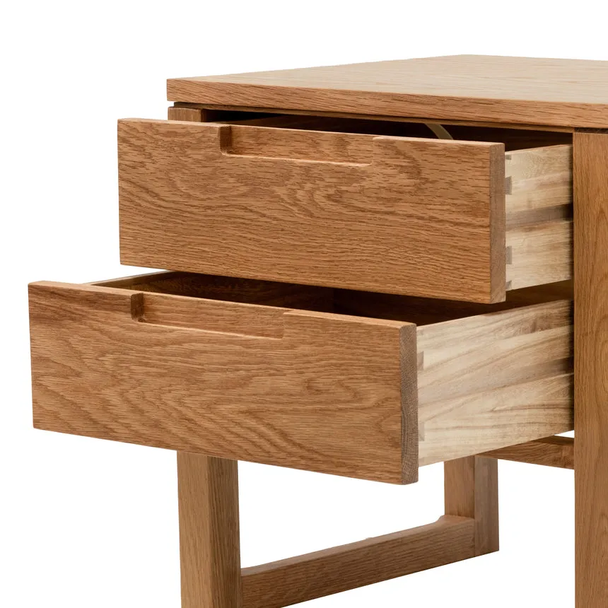 2 Drawer Wooden Bedside Table - Natural Oak