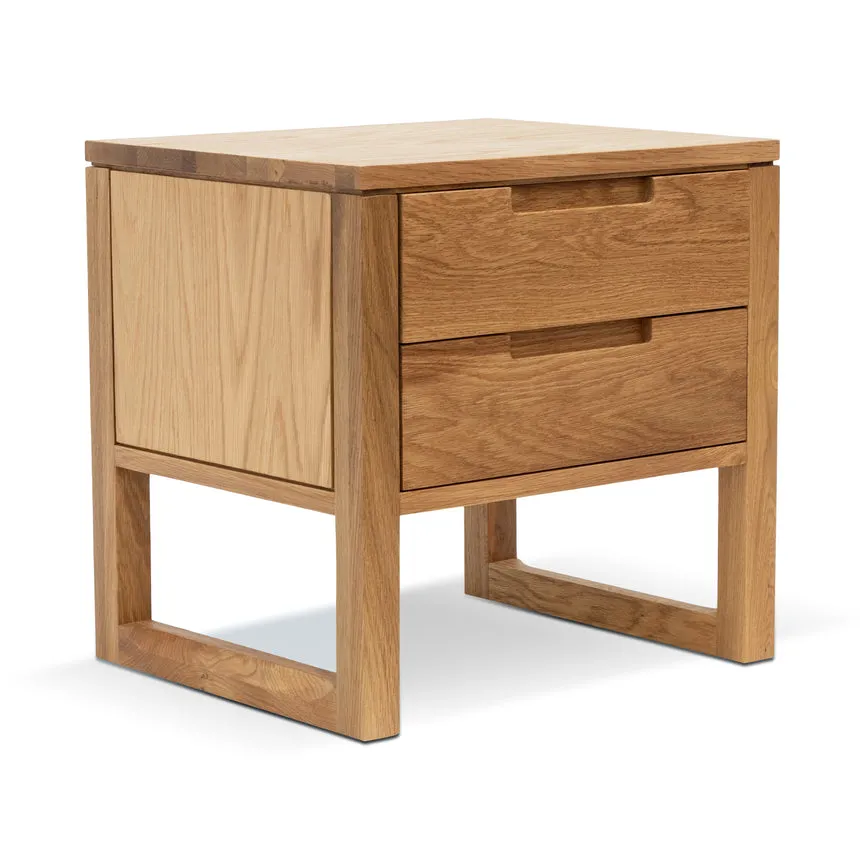 2 Drawer Wooden Bedside Table - Natural Oak