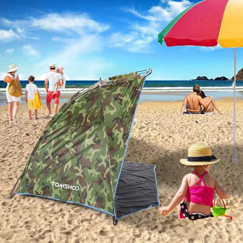 2 Persons Camping Tent Single Layer Outdoor Tent Anti UV Beach Tents Sun Shelters Awning Shade for Fishing Picnic Park