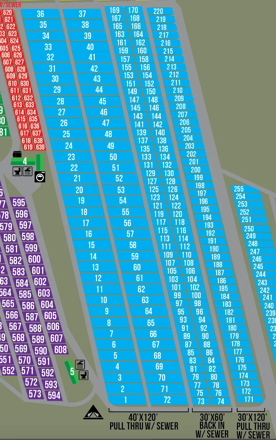 2025 Pan Head RV Park (30' X 60') Sites **NOT PULL THROUGH** 73 - 170