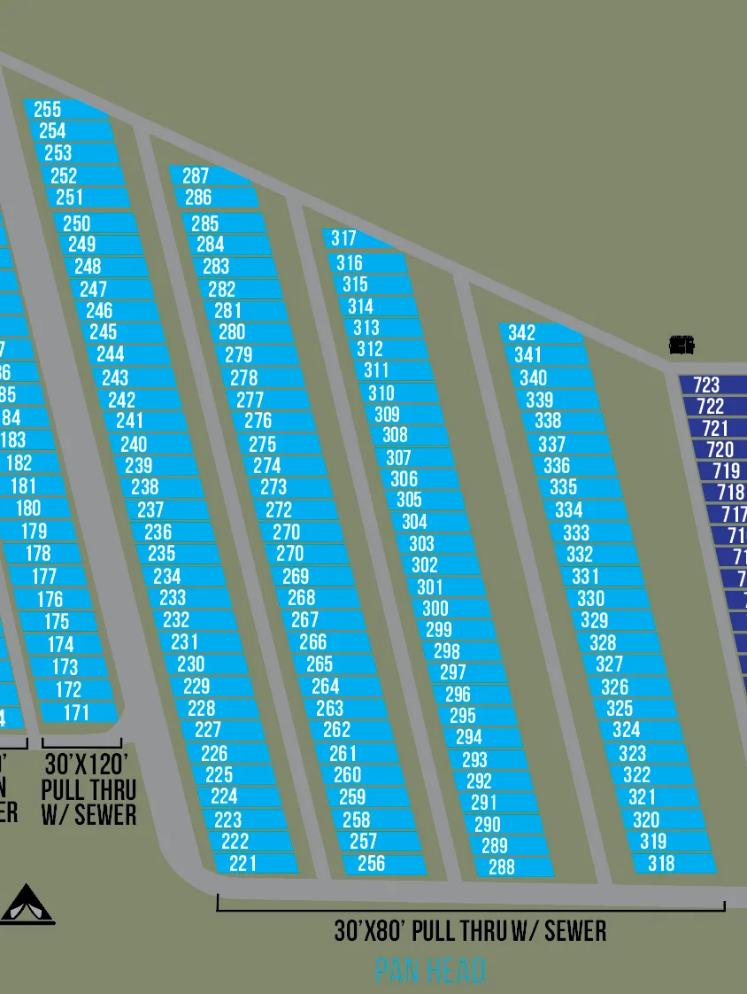 2025 Pan Head RV Park - PULL THROUGH Sites 1 - 72