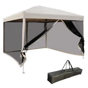 210D Oxford 10' x 10' Pop Up Canopy Tent with Netting, Instant Screen Room House, Tents for Parties, Height Adjustable, with Carry Bag, for Outdoor, Garden, Patio