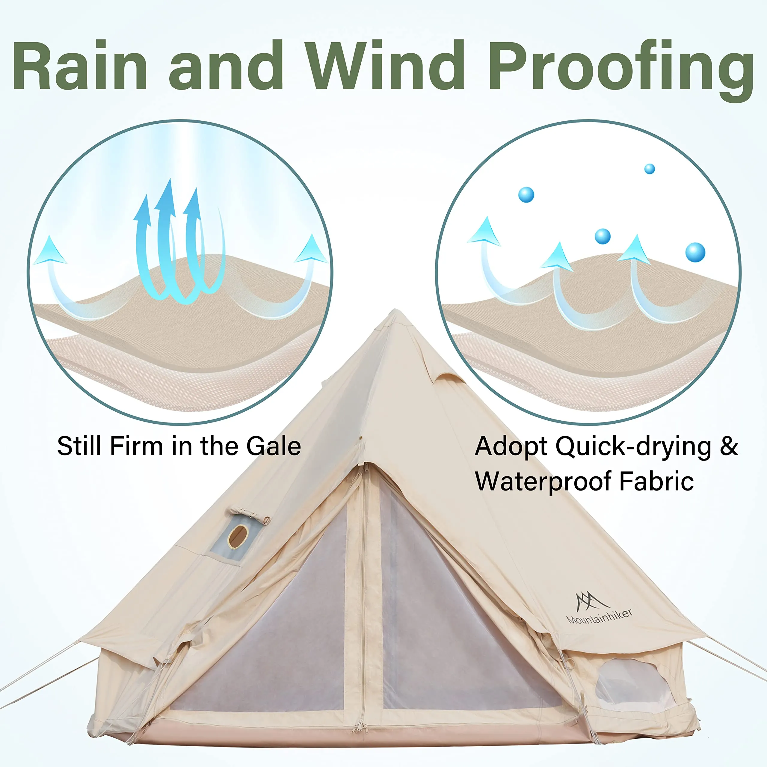 4-5 Person Mongolian Tent, Glamping Tent with Cool Ventilation Mosquito Net Doors & Windows, Outdoor Waterproof Oxford Yurt Tent/Dome Tent for Family Camping Party, 11''x118''x98''