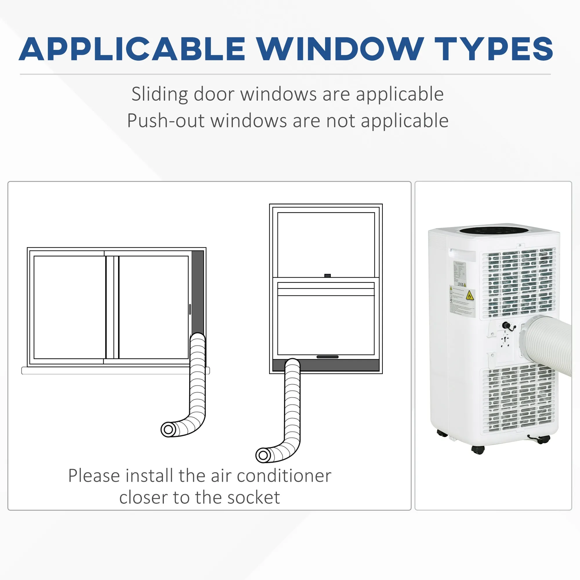 7000 BTU Air Conditioner Portable AC Unit for Cooling Dehumidifying Ventilating with Remote Controller, LED Display, Timer, for Bedroom, White