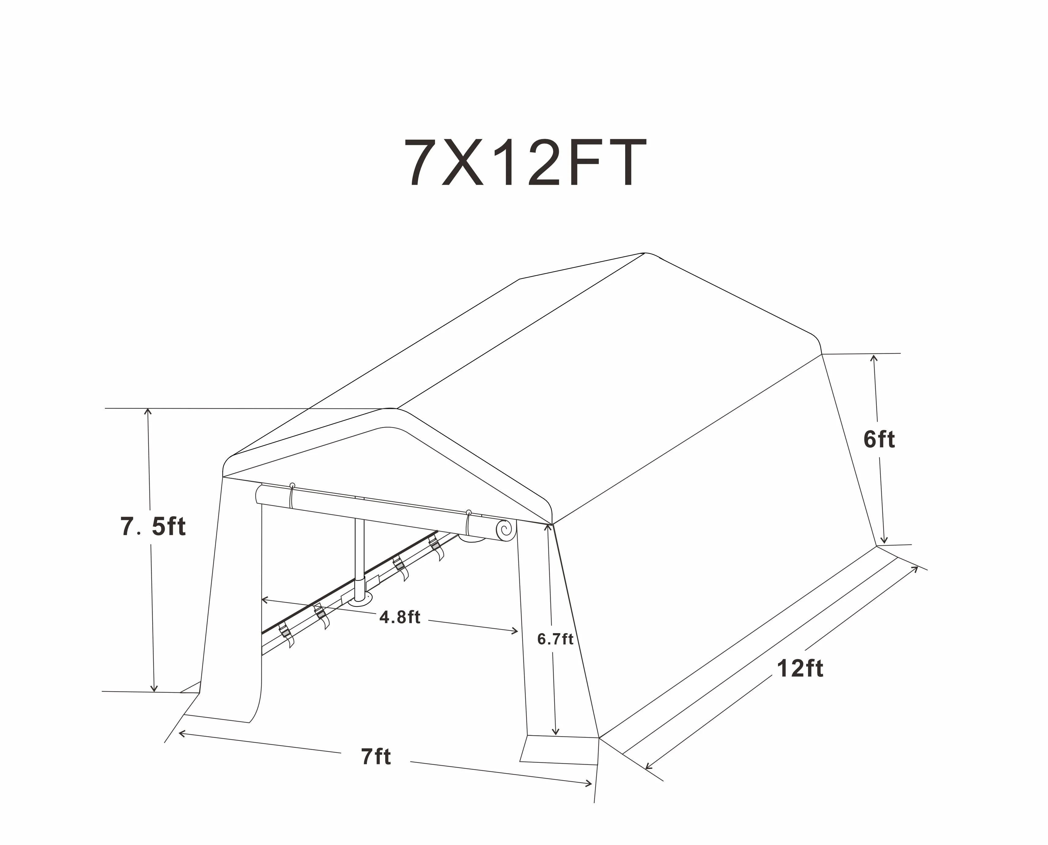 7x12ft Outdoor Portable Gazebo Storage Shelter Shed with 2 Roll up Zipper Doors & Vents Carport for Motorcycle Waterproof and UV Resistant Anti-Snow Portable Garage Kit Tent, Sand