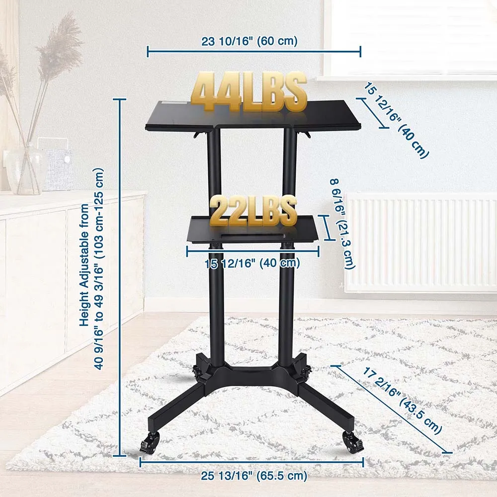 Adjustable Mobile Laptop Cart Black