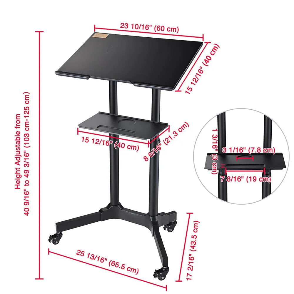 Adjustable Mobile Laptop Cart Black