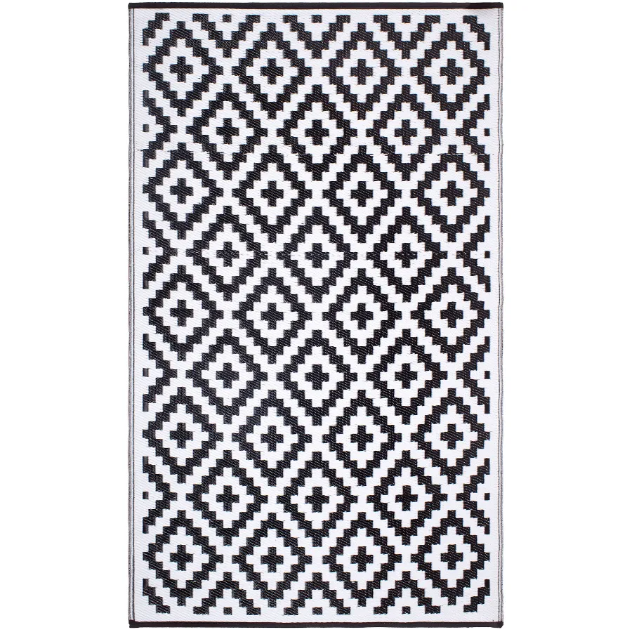 Aztec Black & White Diamond Pattern Foldable Waterproof Large Camping Mat - 270x270 CM