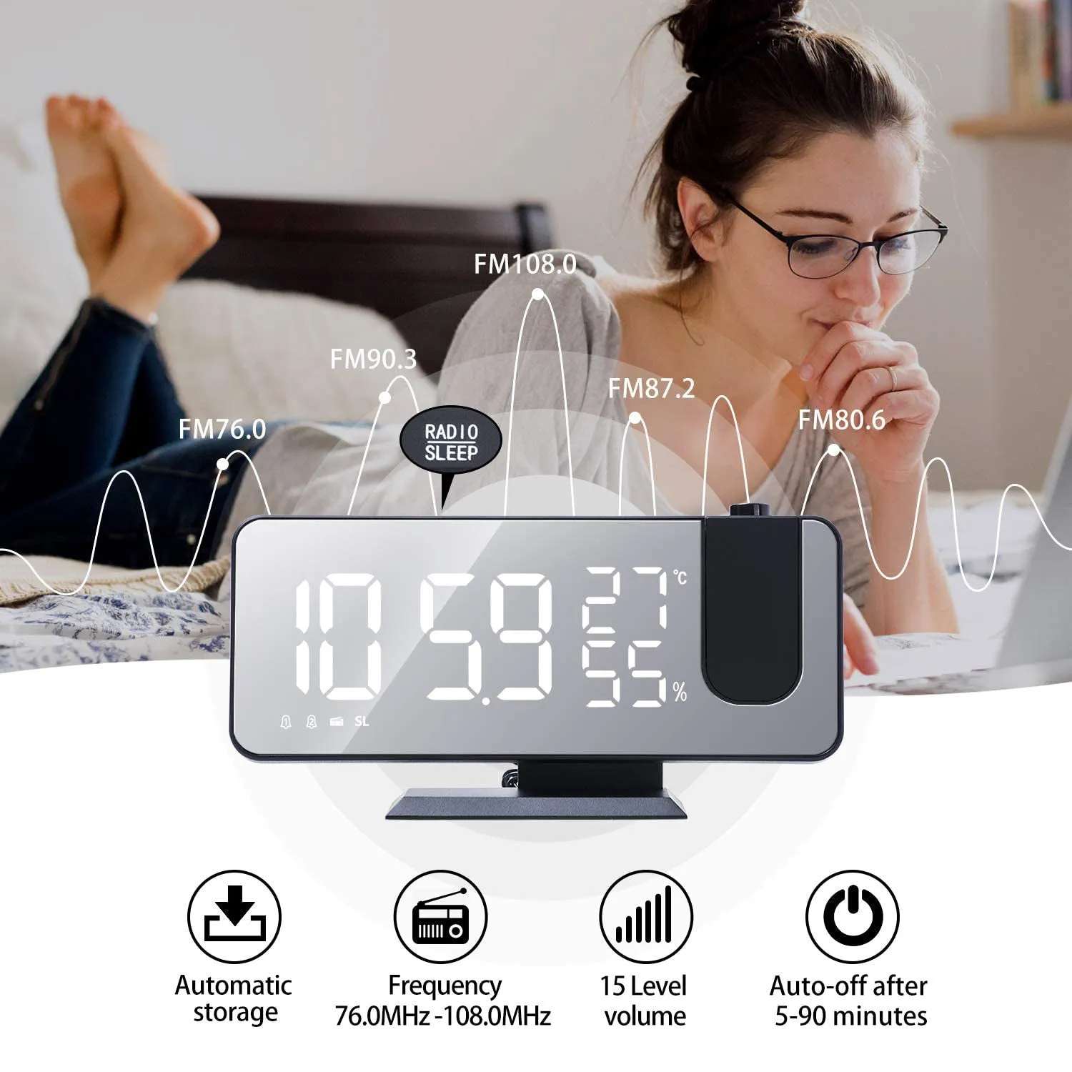 Bedroom Projection Digital Alarm Clock