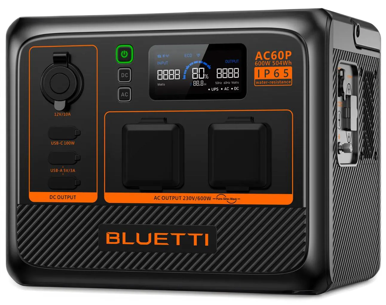 Bluetti Ac60 P Expandable Portable Waterproof Power Station | 600 W (1200 W Surge) 504 Wh