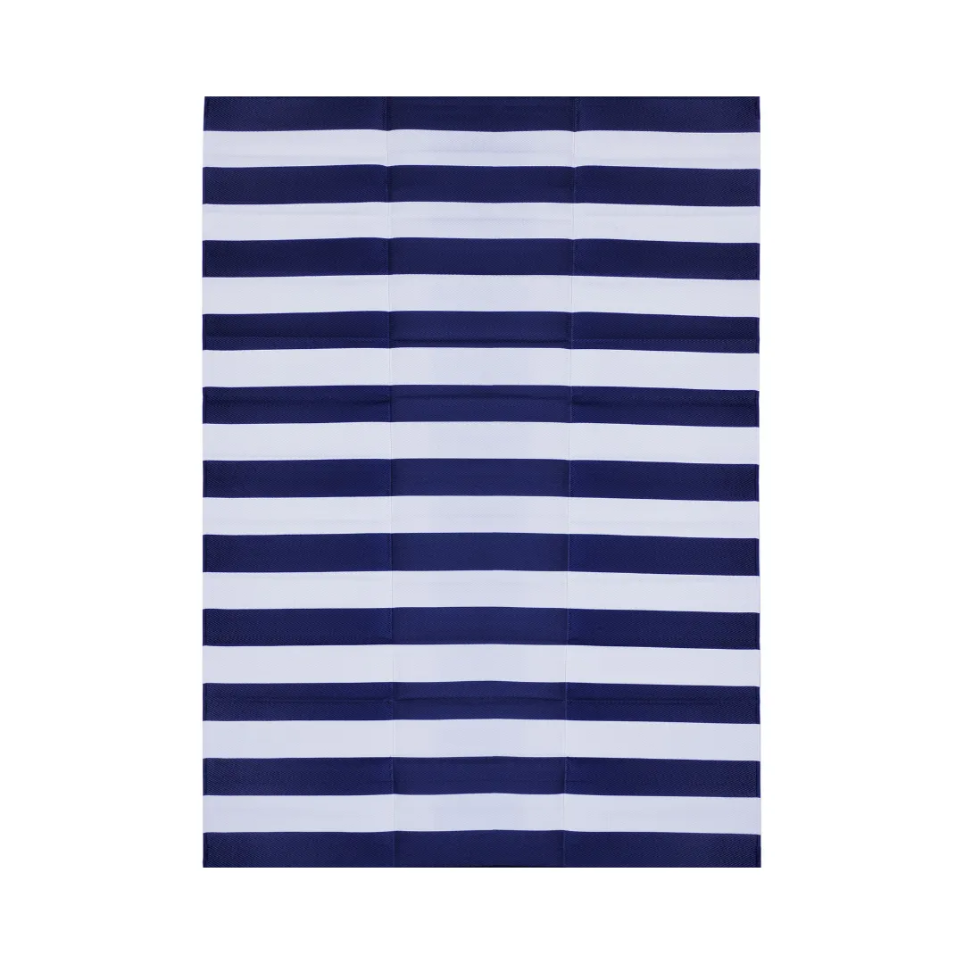 Brittany Blue & White Stripes Foldable Waterproof Large Camping Mat - 270x360 CM