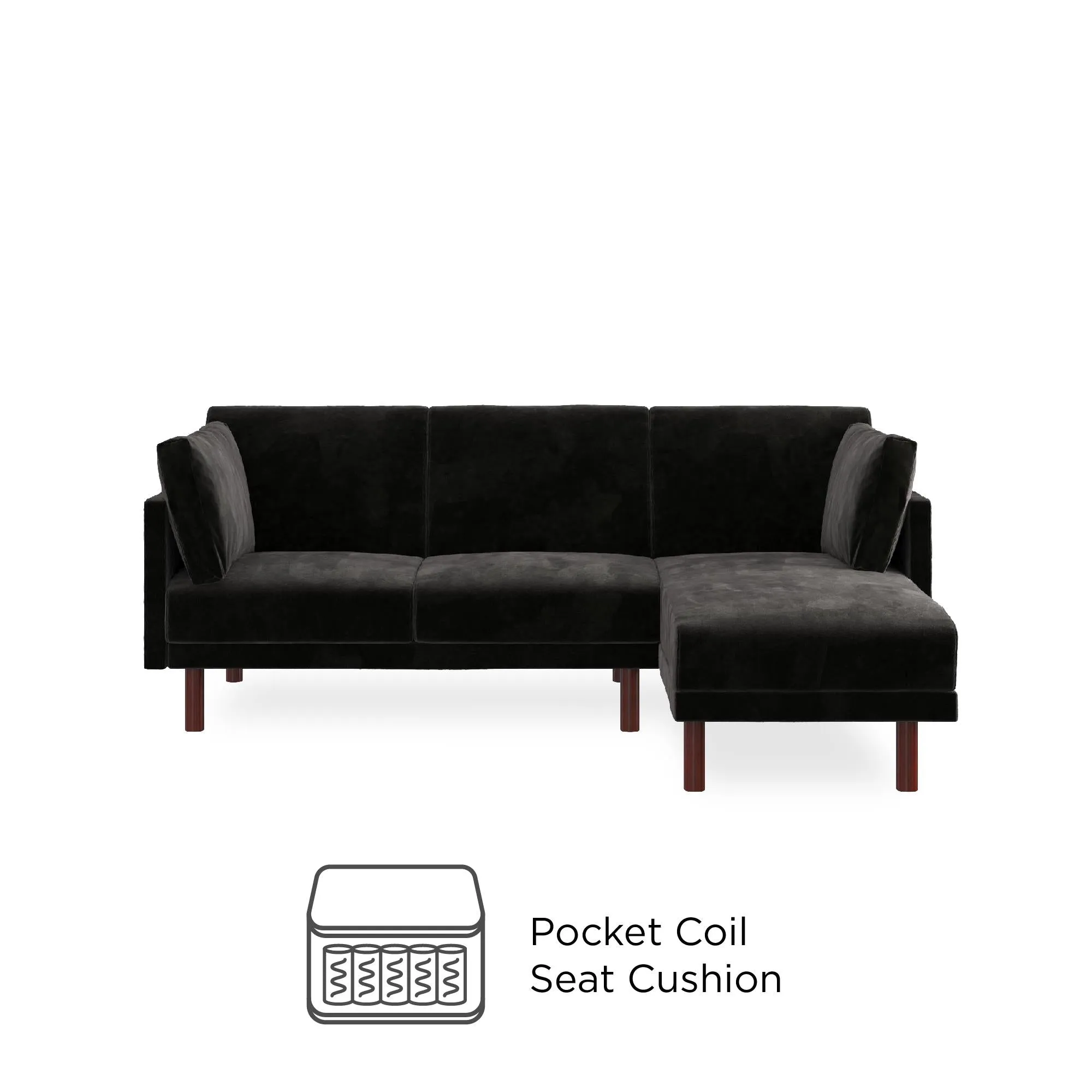 DHP Clair Coil Reversible Sectional Futon, Black