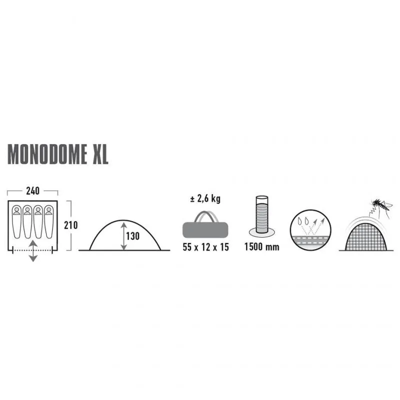 High Peak Monodome 4 Tent - Black/Gray