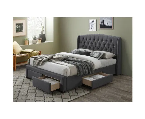 Honeydew Queen Size Bed Frame Timber Mattress Base With Storage Drawers - Grey