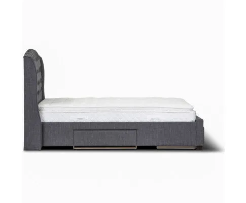 Honeydew Queen Size Bed Frame Timber Mattress Base With Storage Drawers - Grey