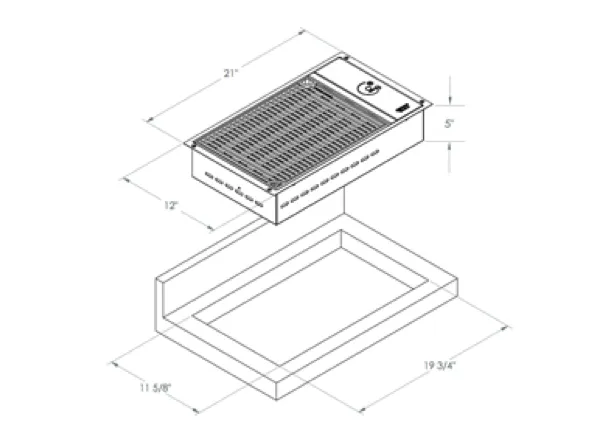 Kenyon All Seasons Built in Grill - No Lid - Rectangular Flange - Brushed Stainless Steel - 240V