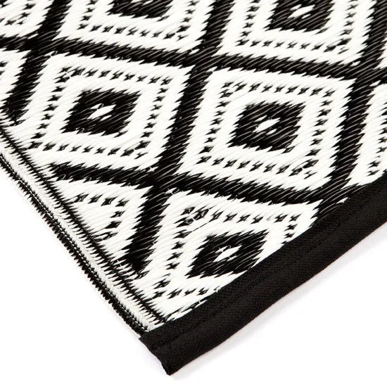 Kimberley Black & White Square Diamond Pattern Foldable Waterproof Large Camping Mat - 270x270 CM