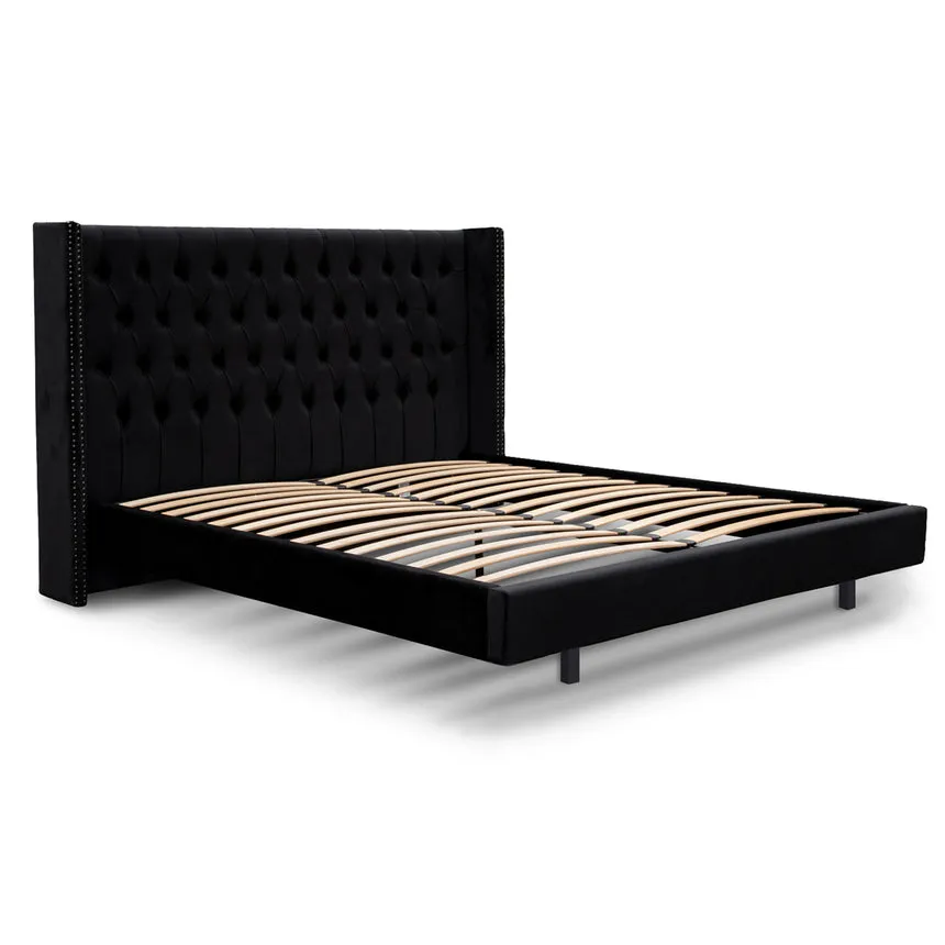 King Bed Frame - Black Velvet