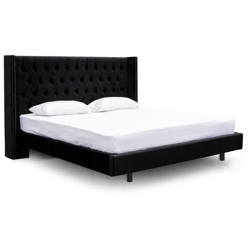 King Bed Frame - Black Velvet