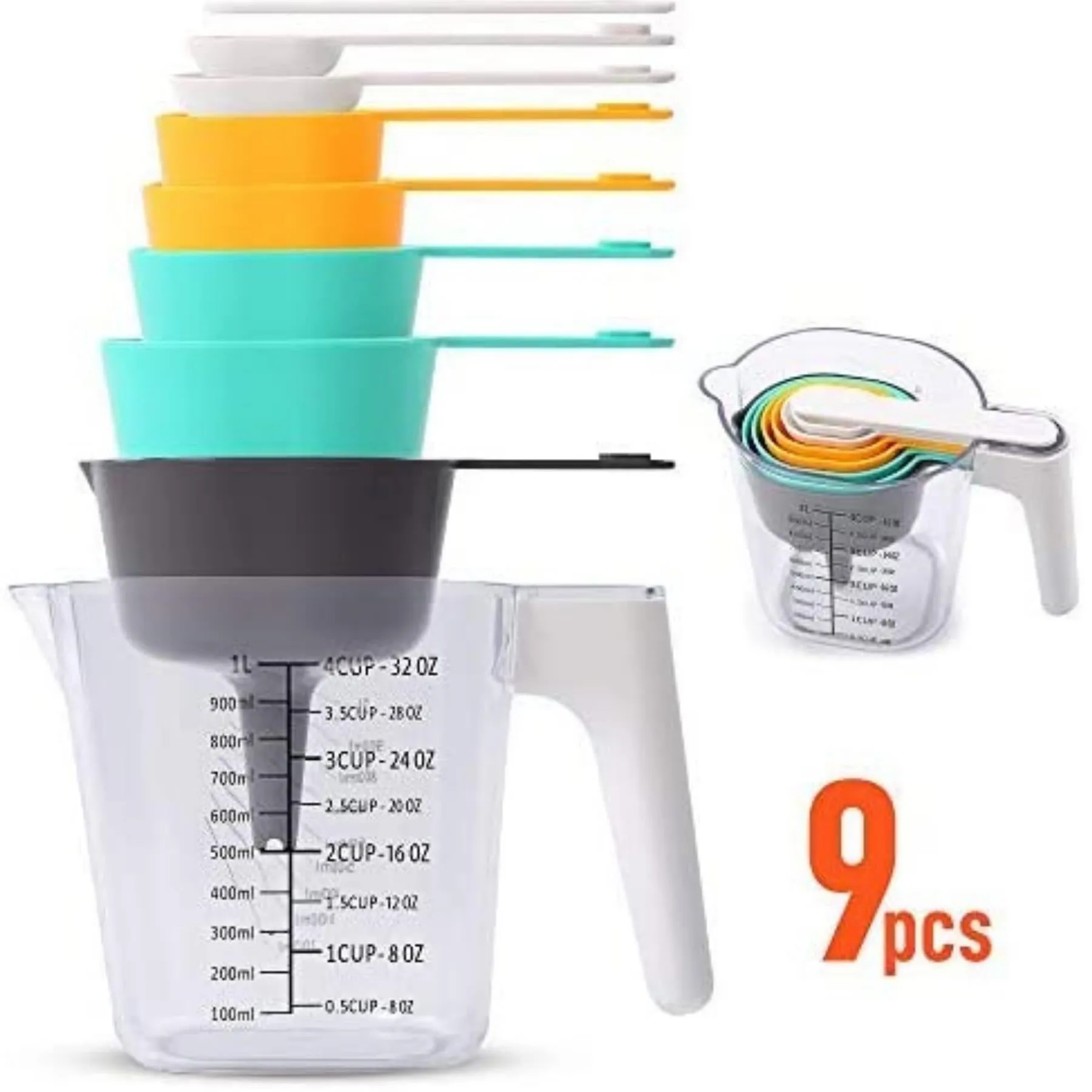 Measuring Cups & Spoons Set 9pcs