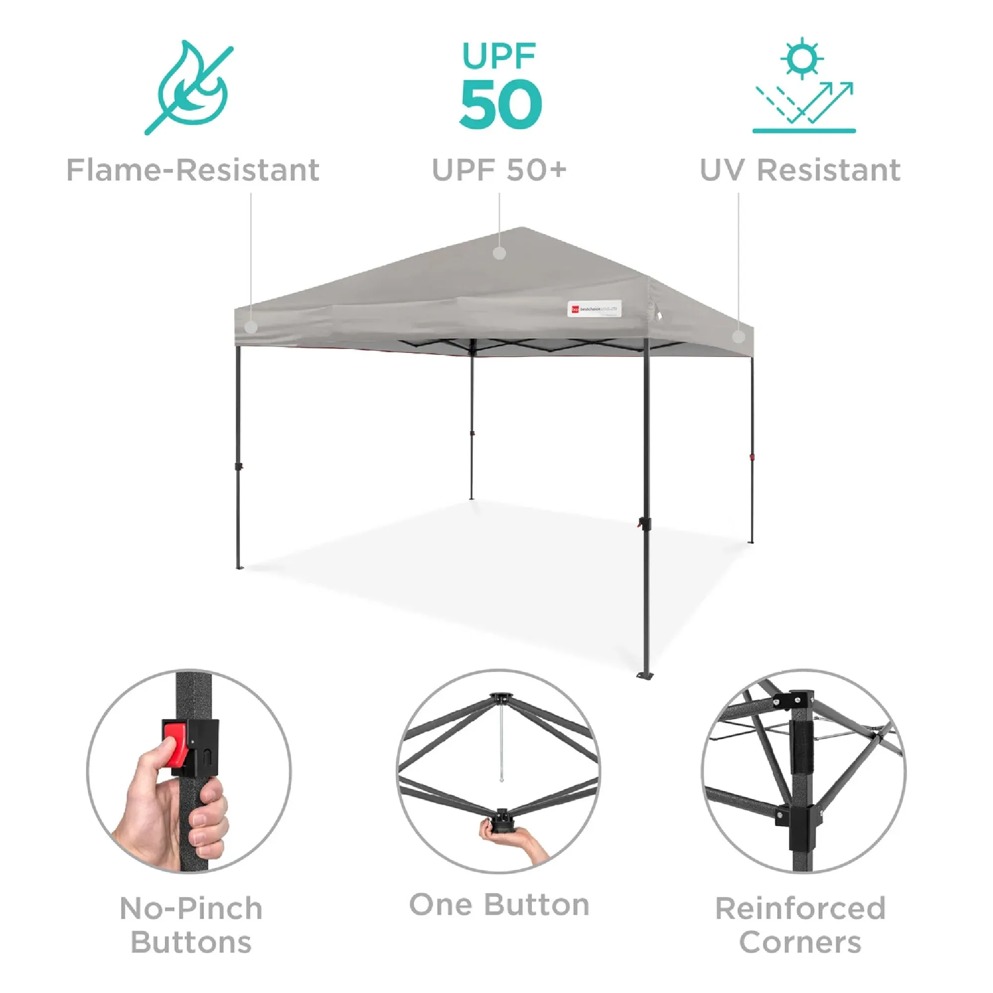 One-Person Setup Instant Pop Up Canopy w/ Case, 4 Weight Bags - 12x12ft