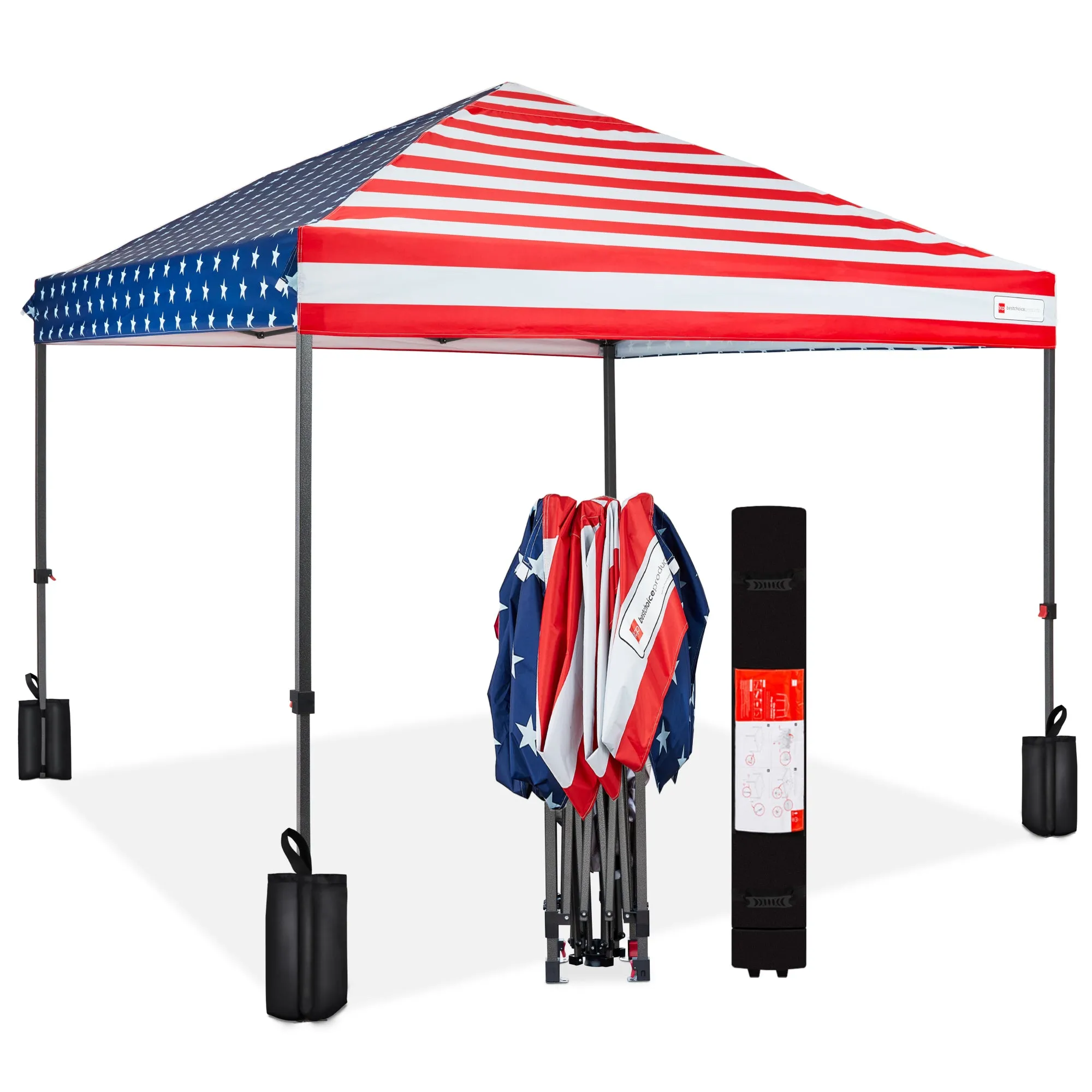 One-Person Setup Instant Pop Up Canopy w/ Case, 4 Weight Bags - 12x12ft