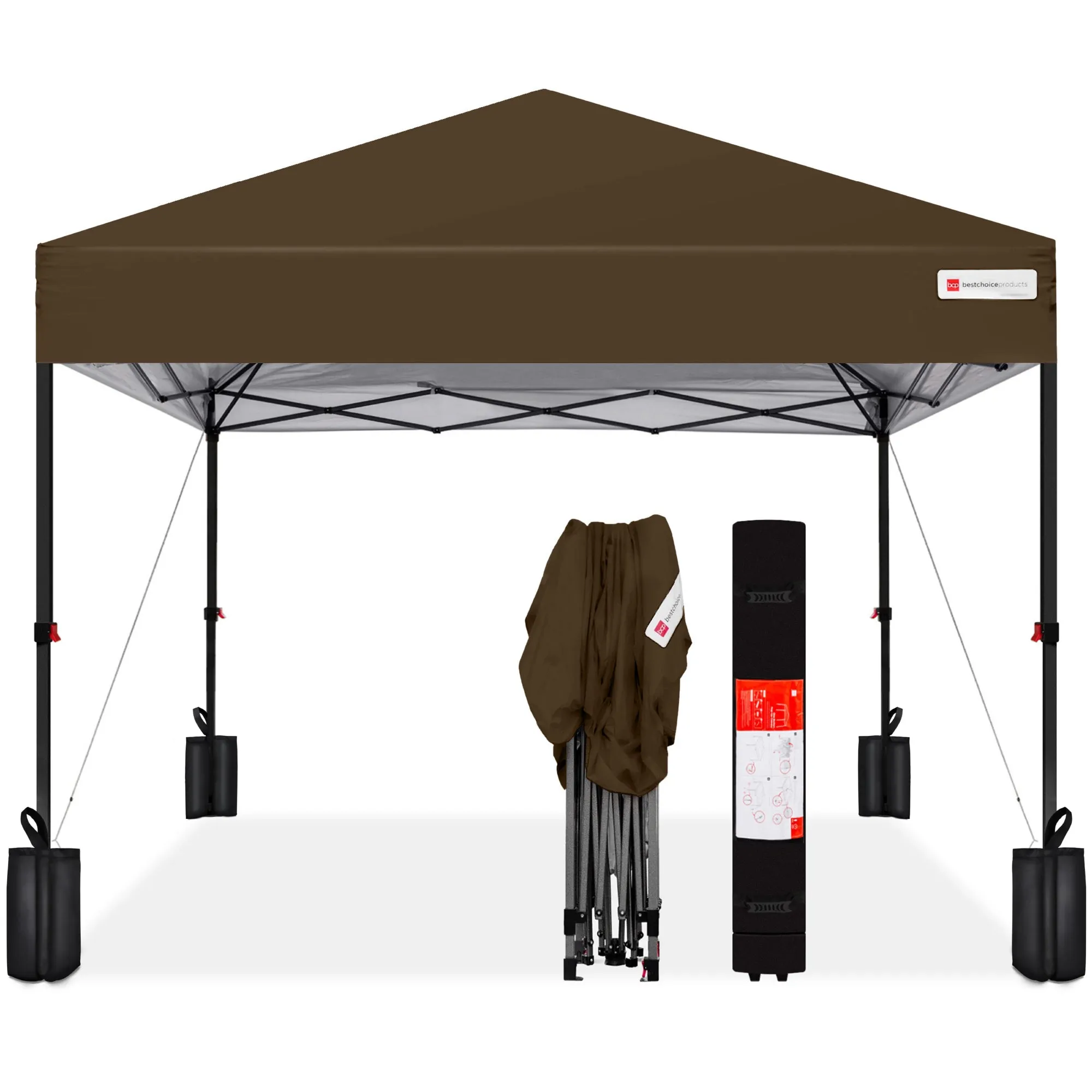 One-Person Setup Instant Pop Up Canopy w/ Case, 4 Weight Bags - 12x12ft