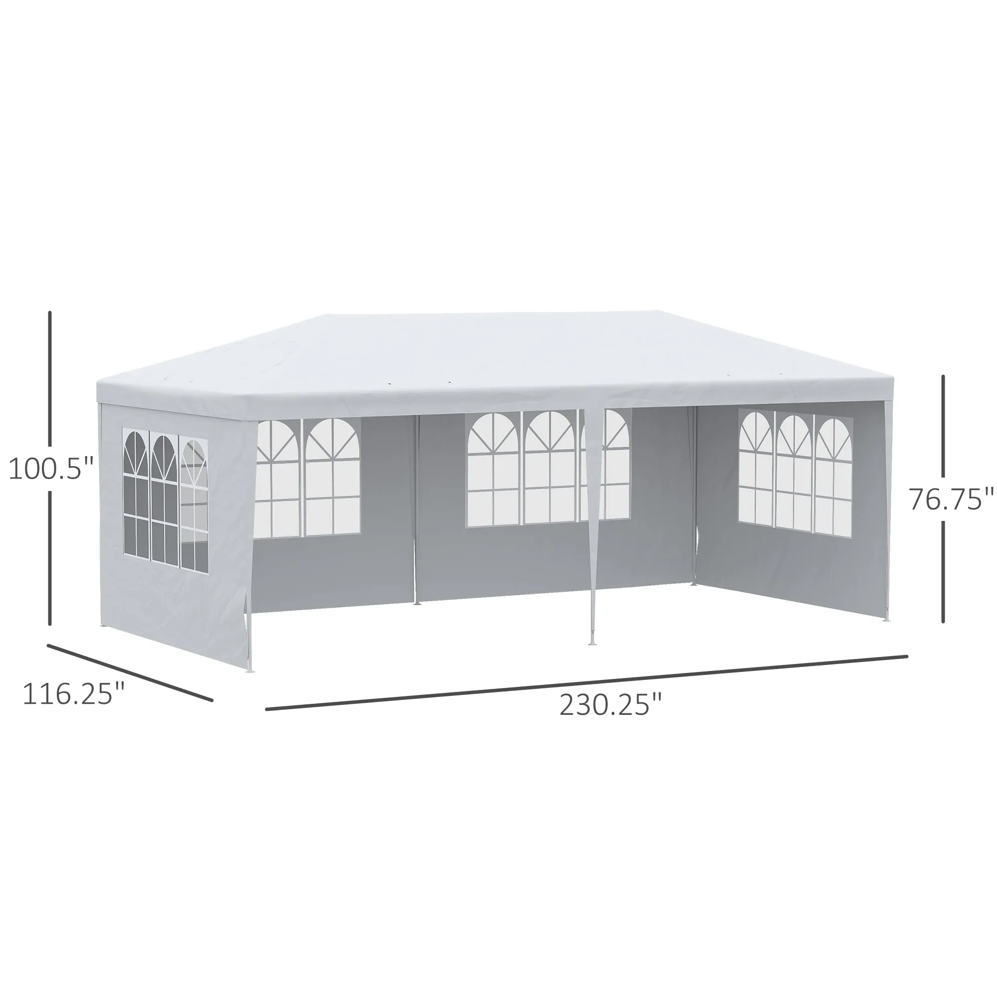 Outsunny 10' x 20' Large Party Tent, Events Shelter Canopy Gazebo with 4 Removable Side Walls, Shade Shelter for Weddings, White