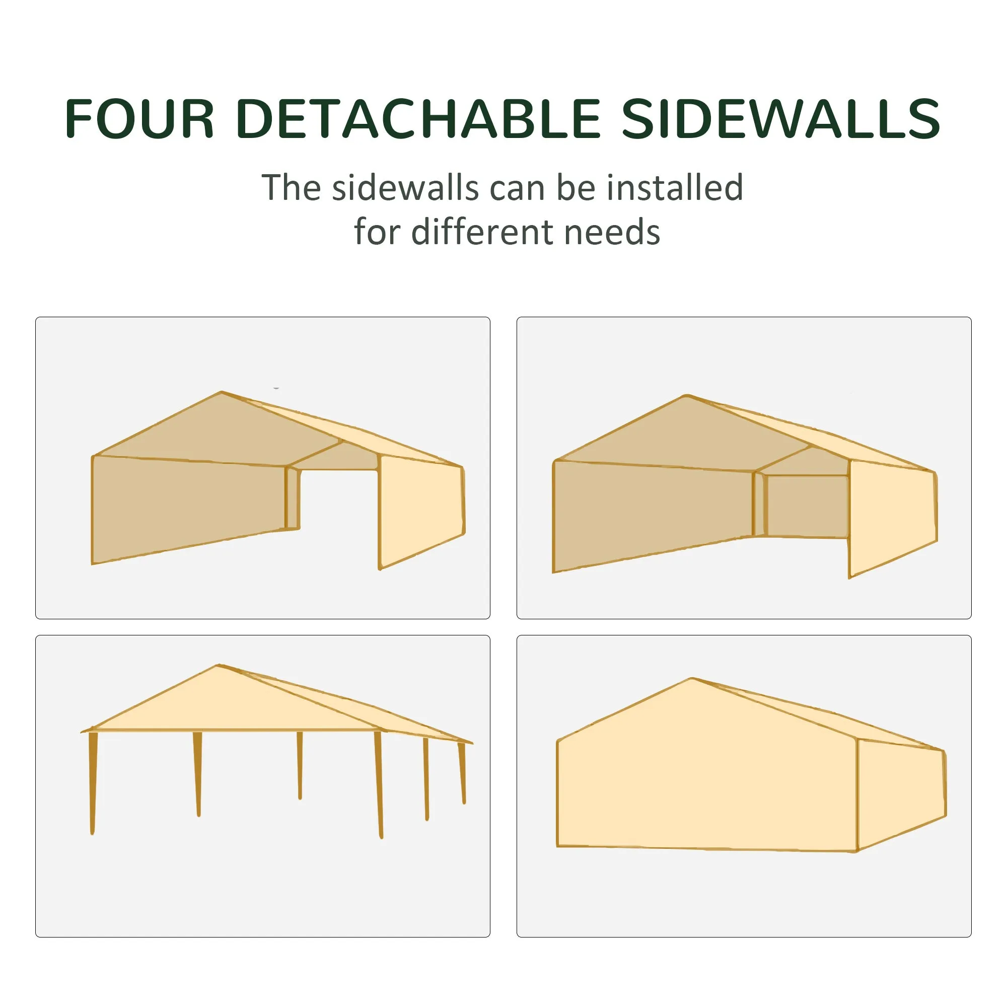 Outsunny 10' x 20' Party Tent, Outdoor Wedding Canopy & Gazebo with 6 Removable Sidewalls, Shade Shelter for Events, BBQs, White