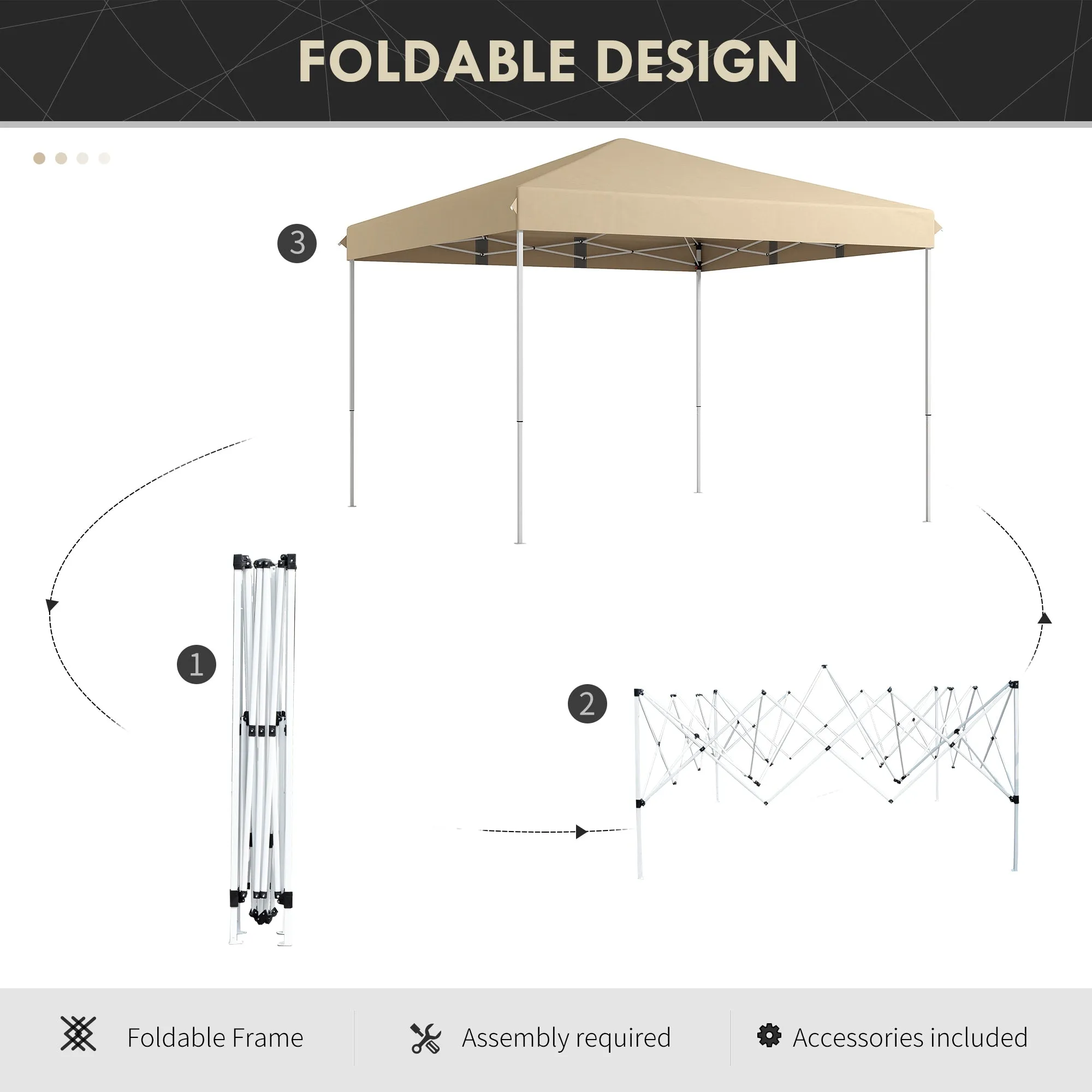 Outsunny 13' x 13' Pop Up Canopy Tent, Instant Sun Shelter, Tents for Parties, Height Adjustable, with Wheeled Carry Bag for Outdoor, Garden, Patio, Parties, Beige