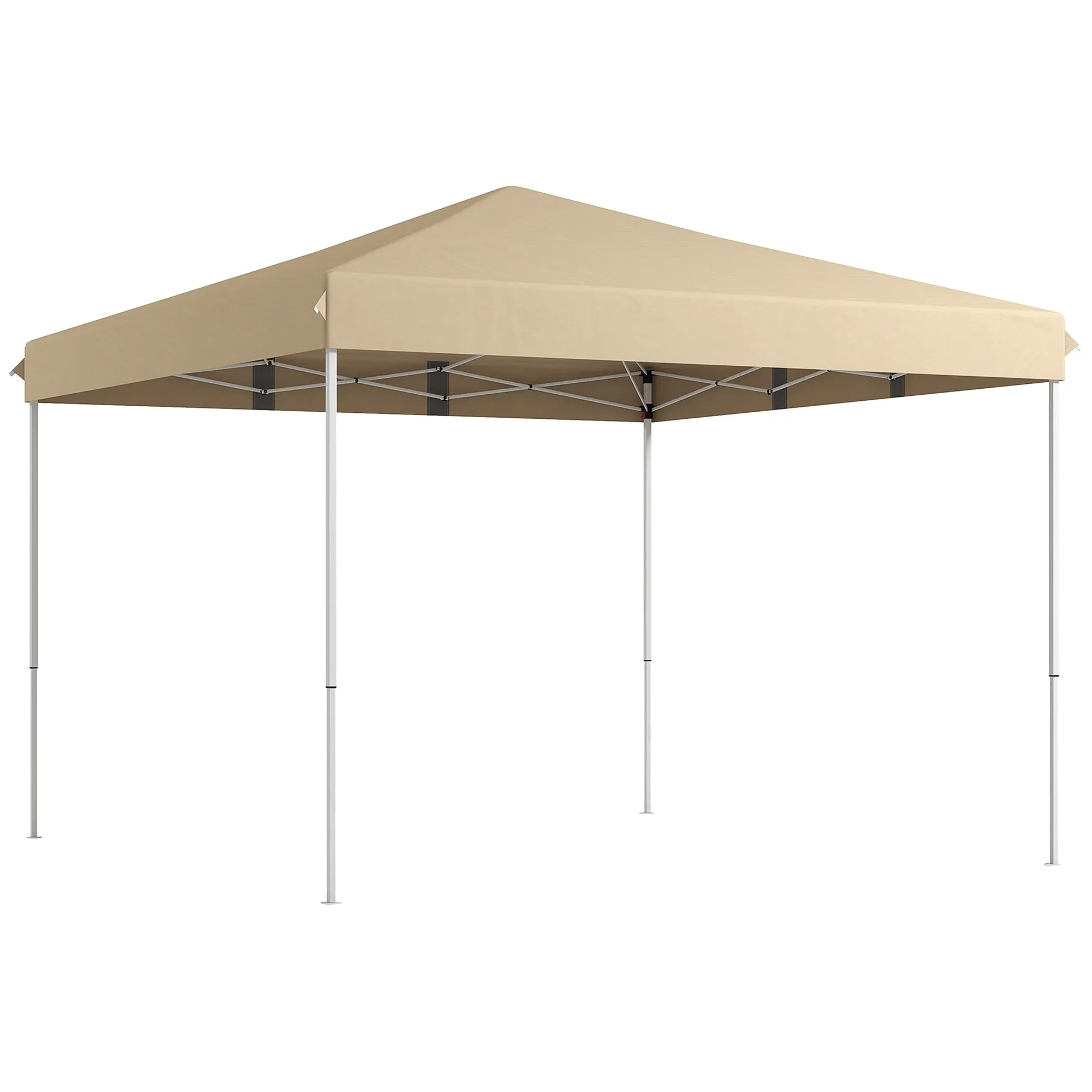 Outsunny 13' x 13' Pop Up Canopy Tent, Instant Sun Shelter, Tents for Parties, Height Adjustable, with Wheeled Carry Bag for Outdoor, Garden, Patio, Parties, Beige