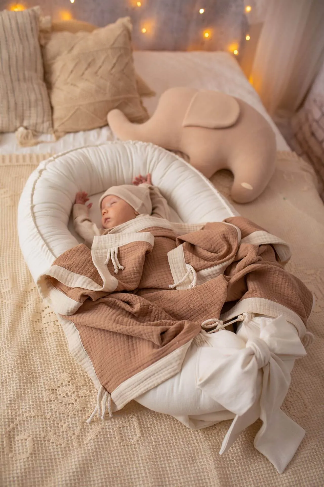 Soft Linen Handmade Baby Nest - Cream