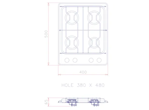 Techimpex Seafarer 4 Built In Gas Hob 4 Burner