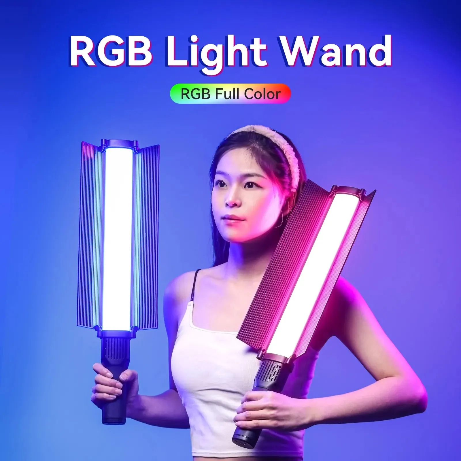 Ulanzi VL360 38W RGB CCT 2500K - 10000K CRI 94  LED Portable Handheld Light Wand Stick with Detachable Barn Doors, 3400mAh Built-In Rechargeable Battery, and 20 Customizable FX Effects for Professional Camera Photography and Videography