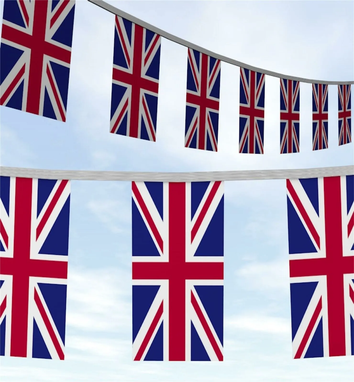 Union Jack British Flag Bunting 10m 33ft Nylon Birthday Coronation Celebration